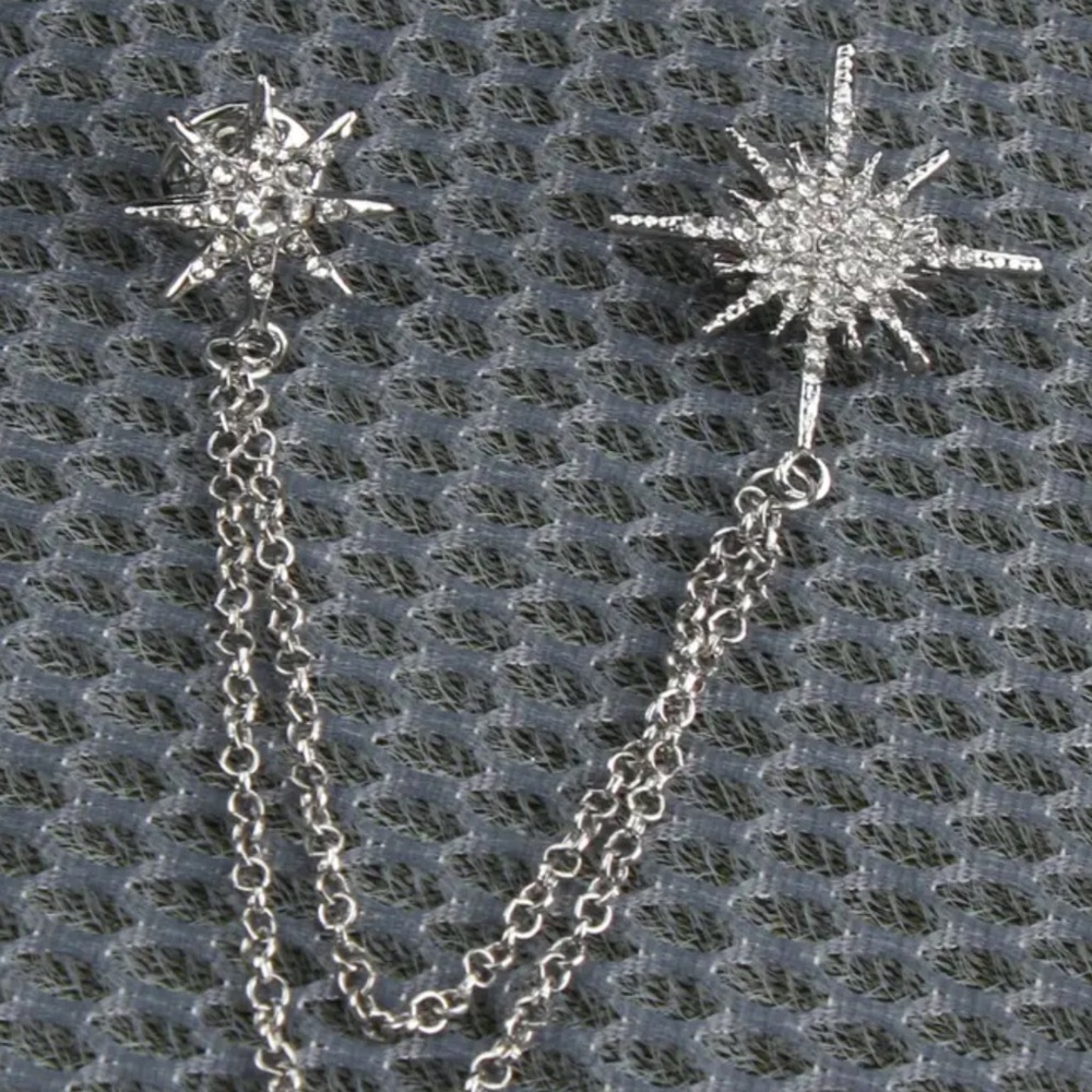 Silver Starburst Chain Brooch